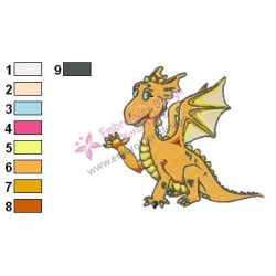 Orange Baby Dragon Embroidery Design